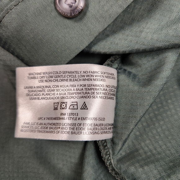 Eddie Bauer Tech Performance Short Sleeve Outdoor Fishing Vented Sage Green Hike - Picture 4 of 6